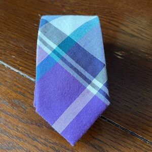 J Crew Cotton Mens Tie, Purple and Teal, 60 Inches, 2 1/2 inches Wide